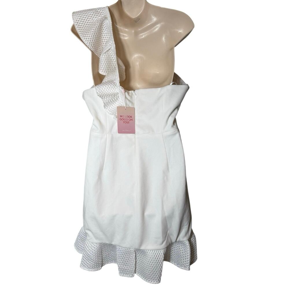 NWT Hello Molly Lavish Soirées Mini Dress White XL 10 Ruffle Strap Bridal Shower - Picture 6 of 8